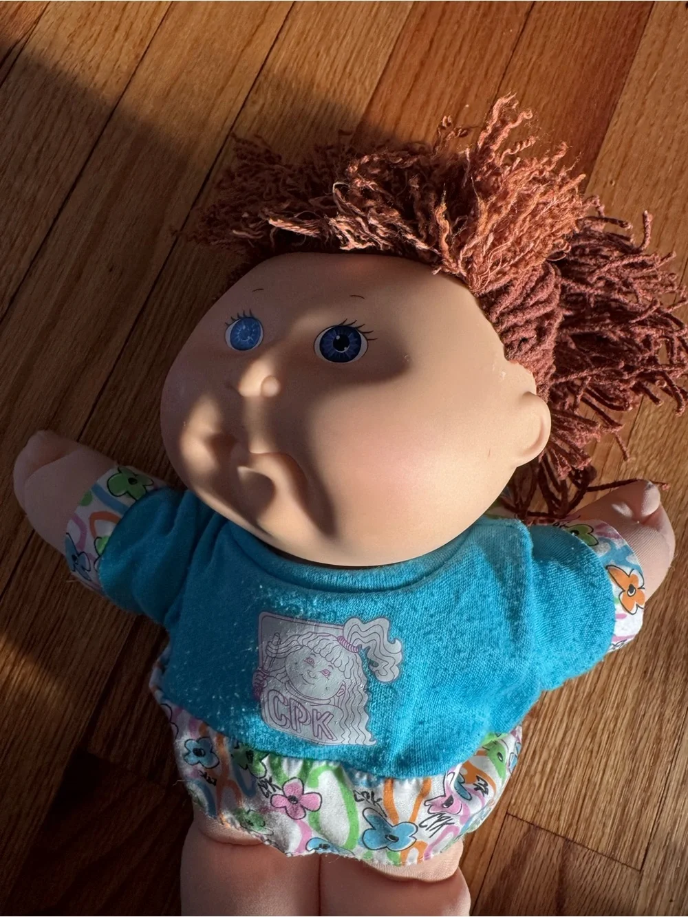 Cabbage Patch Kids Turquoise Plush Baby Doll with Floral Outfit
